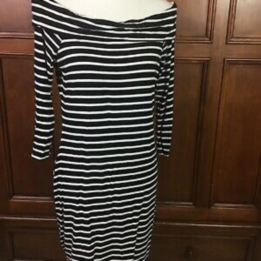 White House Black Market Off The Shoulder Striped Sheath Dress